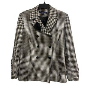 Rena Rowan Houndstooth Double-Breasted Blazer Jacket Size 12‎